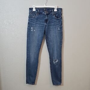 Kut from the Kloth Distressed Skinny Ankle Jeans Dark Wash Womens Size 8